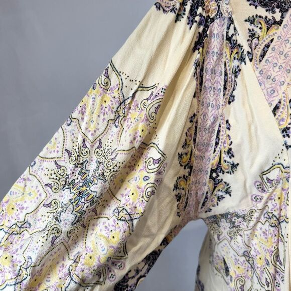 Free People oversized ivory boho empire waist flowy tunic top w/ pockets size XS - Picture 9 of 13